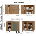 Ver imagem 6 de Cozinha Modulada Completa de Canto em MDF Lombardia com Portas de Vidro - cor Freijó/Jade