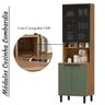 Cozinha Modulada Completa de Canto em MDF Lombardia com Portas de Vidro - cor Freijó/Jade - 10