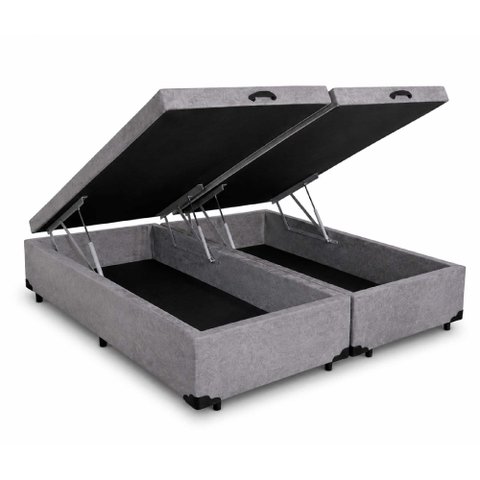 Cama Box Baú Queen 158 Suede Cinza