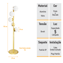 Ver mais imagens de Abajur Coluna Piso Figo Ouro com Globo de Vidro Branco