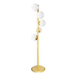 Abajur Coluna Piso Figo Ouro com Globo de Vidro Branco - 1