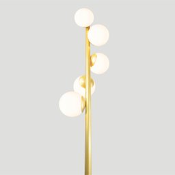 Abajur Coluna Piso Figo Ouro com Globo de Vidro Branco - 5