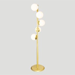 Abajur Coluna Piso Figo Ouro com Globo de Vidro Branco - 3
