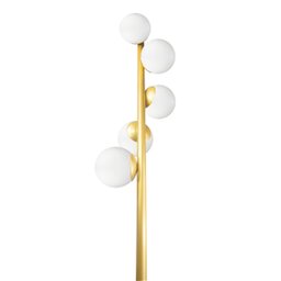 Abajur Coluna Piso Figo Ouro com Globo de Vidro Branco - 4