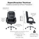 Ver imagem 2 de Cadeira Escritório Presidente Giratória Office Estofada Preto
