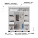 Ver imagem 3 de Roupeiro Madri 2 Portas Correr c/ Espelho 177x213cm Creme/Branco 250830