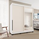 Ver imagem 1 de Roupeiro Madri 2 Portas Correr c/ Espelho 177x213cm Creme/Branco 250830
