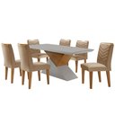 Ver imagem 1 de Sala de Jantar Aster 180 Tampo em Mdf e Vidro com 6 Cadeiras Liz Moderna