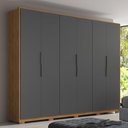 Ver imagem 1 de Guarda Roupa Casal Atrice 6 Portas Amêndola Touch/grafito com Pés - Demartêz Amêndola Touch/