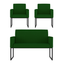 Ver imagem 1 de Kit Sofá 2 Lugares + 2 Poltronas para Recepção Sala Balaqui Cor:verde