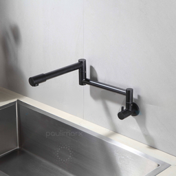 Torneira para Cozinha Gourmet Dobrável Articulável de Parede Preto Fosco Black Matte Metal Premium P - 4