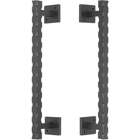 Puxador Duplo Colonial Aço Thor Preto Fosco 300mm Colonial Industrial Medieval Rancho Sítio