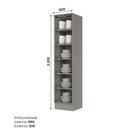 Ver imagem 6 de Cristaleira Amy Casa 812 1 Porta sem Gavetas MDF 50cm Cinza com Vidro