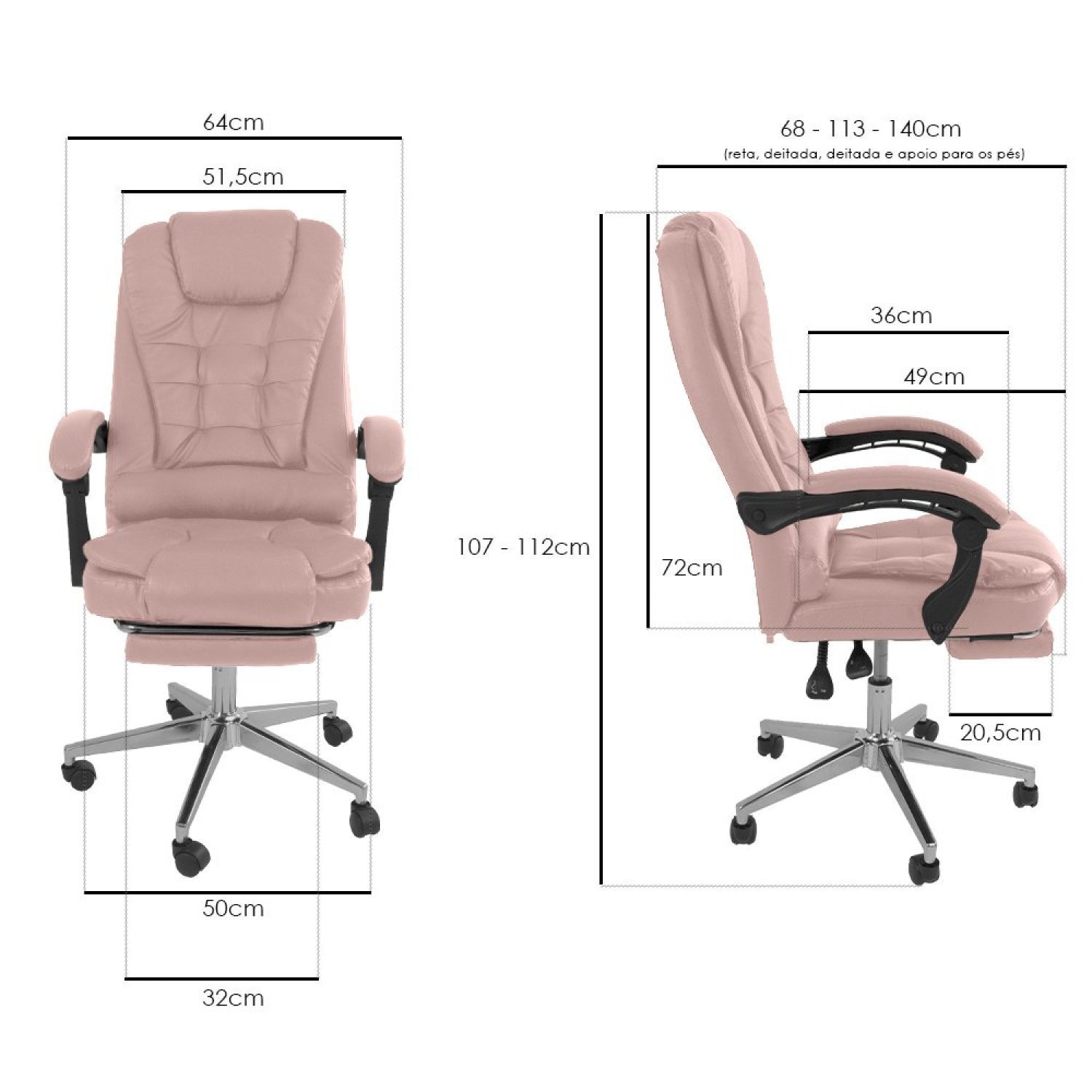 Cadeira de Escritório Ergonômica Presidente Apoio Para Pés Oficial Webshop - 4