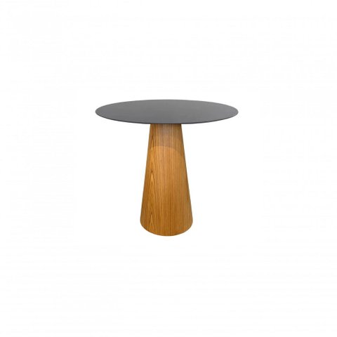 Mesa Cone Para Sala De Jantar - Madeira Freijó Tampo 70 Cm Laca Preta Cor Marrom