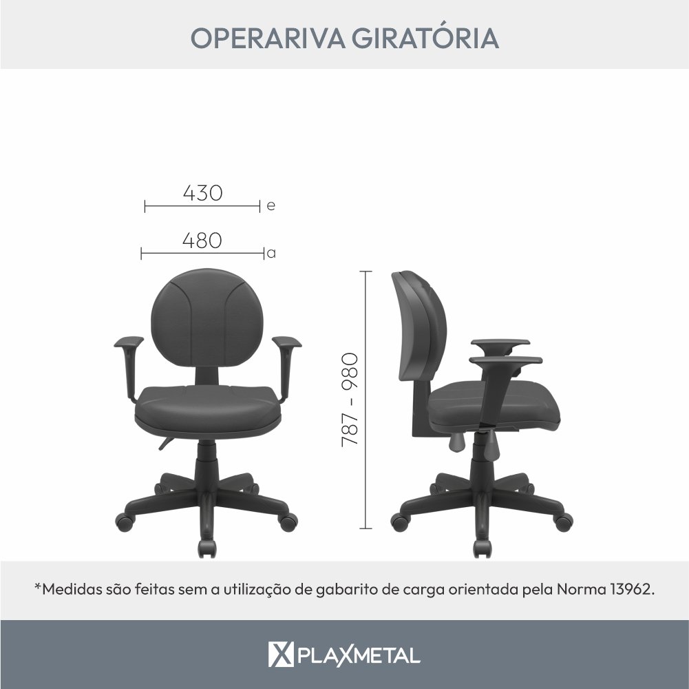 Kit 5 Cadeiras para Escritório Ergonômica Secretária Backsystem Operativa Nr17  - 4