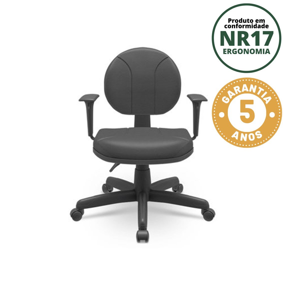 Cadeira para Escritório Ergonômica Secretária Backsystem Operativa NR17 Plaxmetal - 1