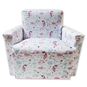 Poltrona Infantil Sofazinho Reforçada Decoração Modelos Unicórnio Claro