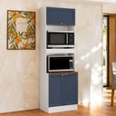 Ver imagem 1 de Torre Quente 3 Portas 2 Nichos para Forno e Micro-Ondas Yescasa Unna Branco/Azul