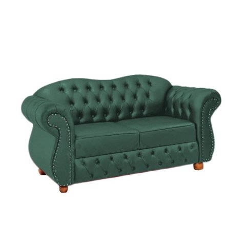 Sofá Chesterfield Merlô 2 Lugares Suede Verde 2,30M / Decoração, recepção, barbearia, sala tv