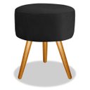 Ver imagem 1 de Puff Pufinho Redondo Pés Palito Suede Preto Recepção Sala Quarto - Bela Móveis