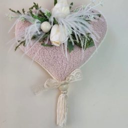 Coração Rosa e Plumas Brancas 30x19 - 1