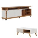 Ver imagem 1 de Rack Bancada Jurerê 1.8 Freijó Off White Matte com Mesa de Centro Jeri Off White Freijó - Colibri