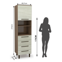 Ver imagem 2 de Paneleiro 1 Porta 4 Gavetas Evolution Plus Marrom/Tannat/Legno Crema