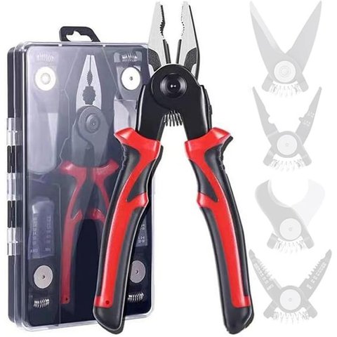 Conjunto de Alicates, Conjunto de Alicates de Cabeça Intercambiável Multifuncional 5 em 1, Alicate D