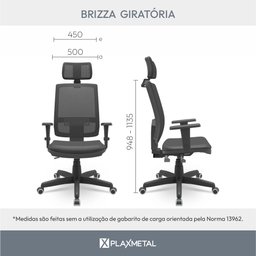 Cadeira Escritório Presidente Ergonômica NR17 Backsystem Tela Mesh Brizza - 7