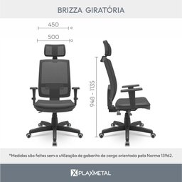 Cadeira Escritório Presidente Ergonômica NR17 Backsystem Tela Mesh Brizza - 7 Cadeira Escritório Presidente Ergonômica NR17 Backsystem Tela Mesh Brizza - 7