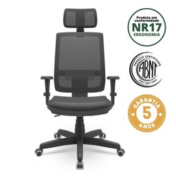 Cadeira Escritório Presidente Ergonômica NR17 Backsystem Tela Mesh Brizza - 2 Cadeira Escritório Presidente Ergonômica NR17 Backsystem Tela Mesh Brizza - 2