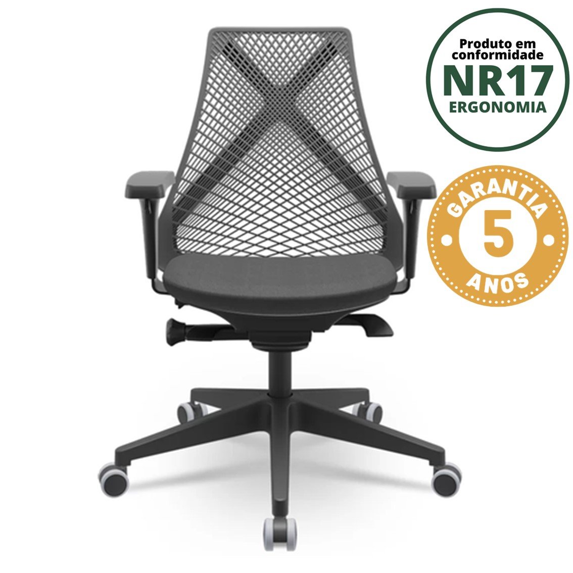 Cadeira para Escritório Presidente Ergonômica Giratória Tela Bix NR17  - 4