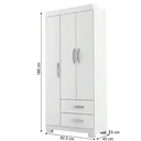 Ver imagem 3 de Guarda-Roupa Solteiro 3 Portas, 2 Gavetas e Pés Light Plus Branco