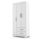 Ver imagem 2 de Guarda-Roupa Solteiro 3 Portas, 2 Gavetas e Pés Light Plus Branco