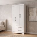Ver imagem 1 de Guarda-Roupa Solteiro 3 Portas, 2 Gavetas e Pés Light Plus Branco