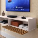 Ver imagem 5 de Rack Suspenso Home Classic Pequeno Sala Estar Quarto Tv 32 42 50" 1 Porta Puxador Concha - Lojas Rpm