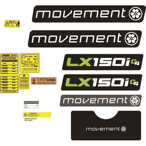 KIT ADESIVO ESTEIRA NOVA LINHA LX - 150i - G4 - MOVEMENT 09 KIT Casa Harmonia
