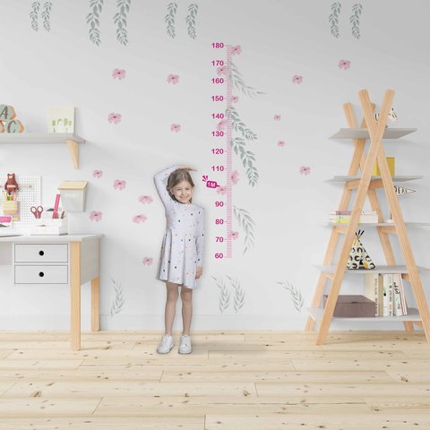 Régua Crescimento Infantil Folhas Menina