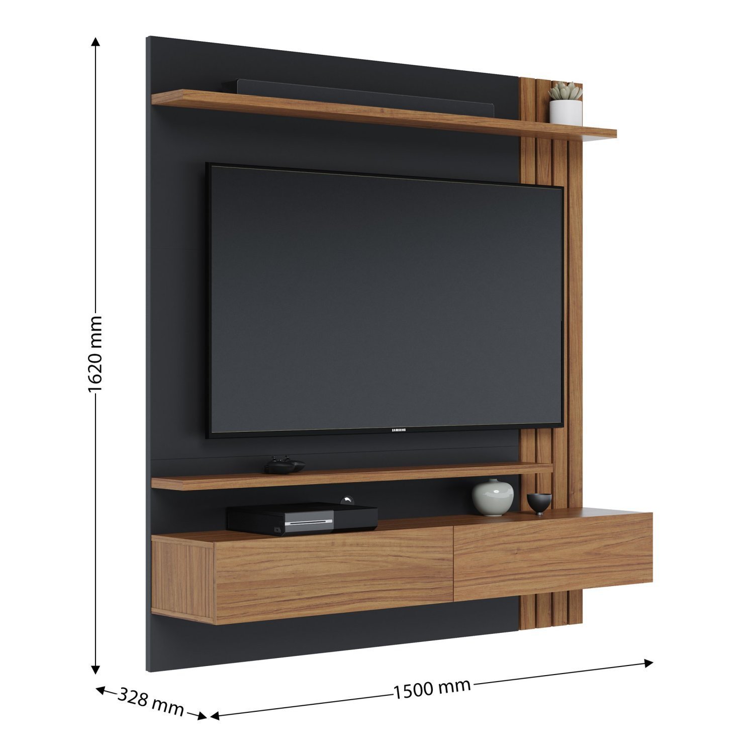 Painel para TV até 65 Polegadas 02 Portas Basculantes 02 Prateleiras Juriti  - 4