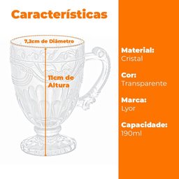 Caneca Xícara de Cristal Imperial Transparente 190mL - Lyor - 5