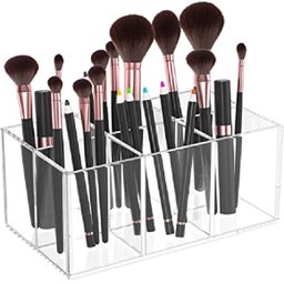 Organizador de pincéis e cosméticos transparente em acrílico para bancada Make Laser OPCA - 1