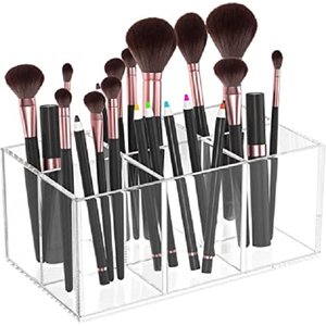 Organizador de pincéis e cosméticos transparente em acrílico para bancada Make Laser OPCA