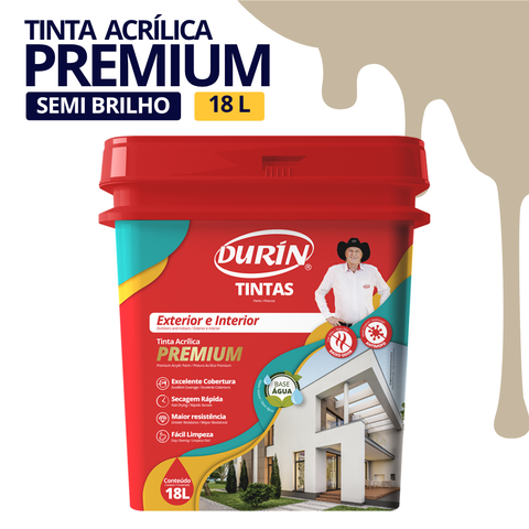 Tinta Acrílica Premium Semi Brilho 18L Cor Camurça Antimofo Baixo Odor Durín