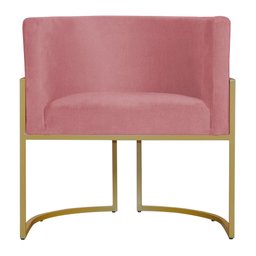 Kit 6 Poltronas Decorativa Sala de Estar Luana Base Gold Suede Rosa - Montanaris Decor Md Montanaris - 2