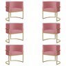 Kit 6 Poltronas Decorativa Sala de Estar Luana Base Gold Suede Rosa - Montanaris Decor Md Montanaris - 1