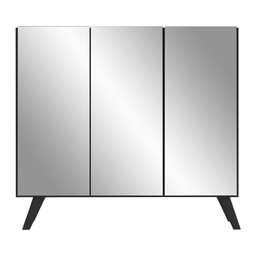 Sapateira Retrô com Espelho 3 Portas Nina Multimóveis MP6022 Preta - 6 Sapateira Retrô com Espelho 3 Portas Nina Multimóveis MP6022 Preta - 6