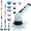 Ver imagem 5 de Esfregão Giratório Elétrico 7 em 1, Escova de Limpeza sem Fio para Banheiro com Alça de Extensã