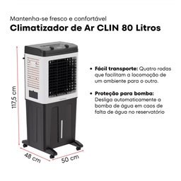Climatizador de Ar Industrial Evaporativo Umidificador Ventisol Clin80pro 80 Litros 150w 220v - 5