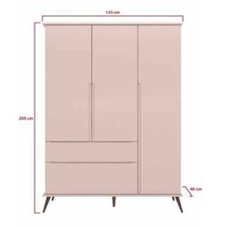Quarto Bebê Completo Melinda Rose Retro Guarda Roupa 3 Portas Cômoda 1 Porta Berço Ana - Phoenix Bab - 4